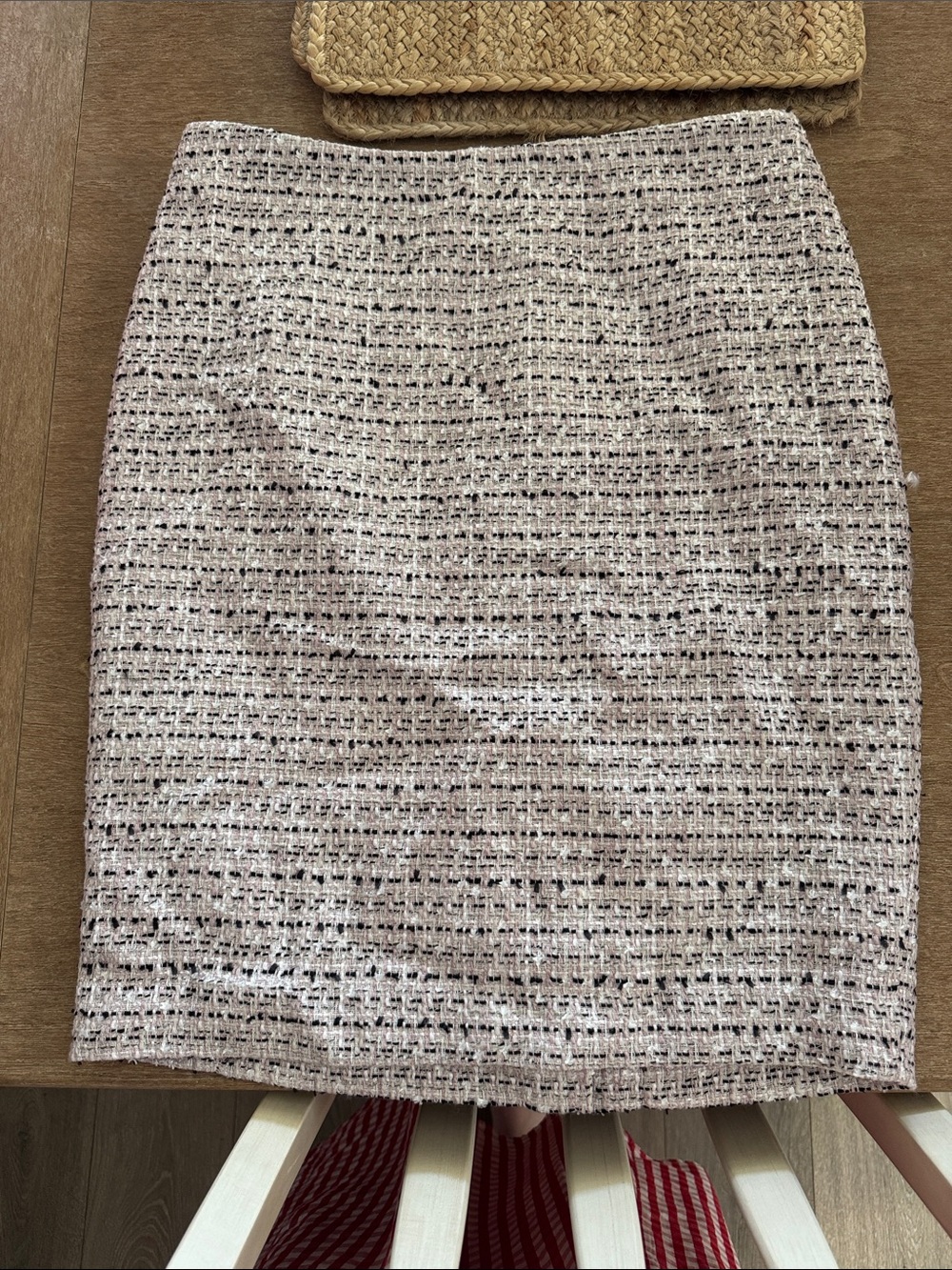 Karl Lagerfeld Pink and Black Tweed Pencil Skirt